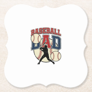 Posavasos De Papel Diseño de camiseta de papá de béisbol vintage_1