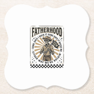 Posavasos De Papel Diseño de camiseta de papá vaquero esqueleto vinta