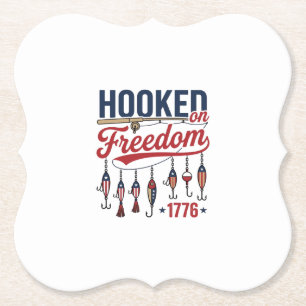 Posavasos De Papel Diseño de camiseta de pesca patriótica Adicto a la