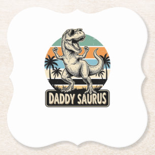 Posavasos De Papel Diseño de camiseta de puesta de sol de dinosaurio 