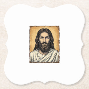 Posavasos De Papel Diseño de camiseta de retrato religioso grabado vi
