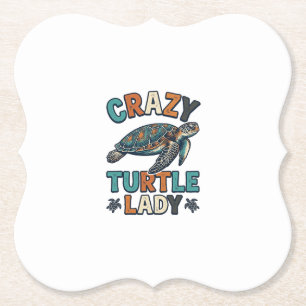 Posavasos De Papel Diseño de camiseta de tortuga marina vintage Crazy