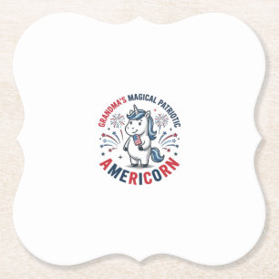 Posavasos De Papel Diseño de camiseta de unicornio americorn patrióti