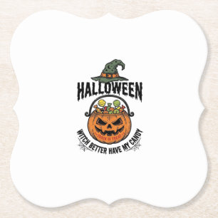 Posavasos De Papel Diseño de camiseta divertida de bruja de Halloween