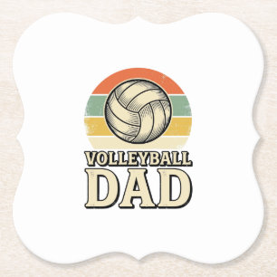 Posavasos De Papel Diseño de camiseta retro de papá de voleibol vinta