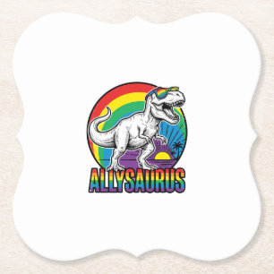 Posavasos De Papel Diseño de camiseta vintage de dinosaurio arcoíris 