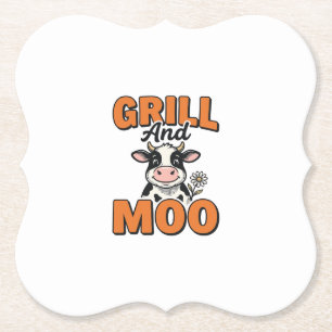 Posavasos De Papel Diseño de camiseta vintage Grill And Moo Vaca Dive