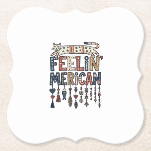 Posavasos De Papel Diseño de camiseta vintage patriótico folk gato am