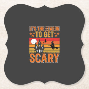 Posavasos De Papel Diseño de Casa Embrujada de Bruja de Halloween Esp
