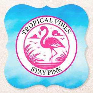 Posavasos De Papel Diseño de círculo de verano de flamenco rosa-68730