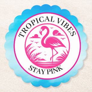 Posavasos De Papel Diseño de círculo de verano Flamingo Rosa-