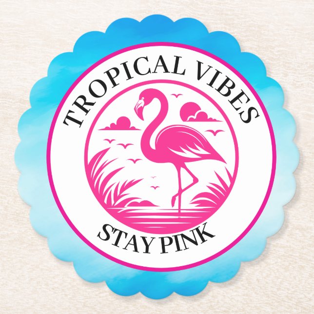 Posavasos De Papel Diseño de círculo de verano Flamingo Rosa- (Anverso)