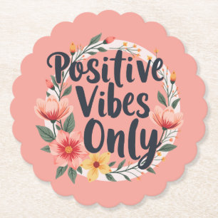 Posavasos De Papel Diseño de corona floral Vibraciones Positivas Solo