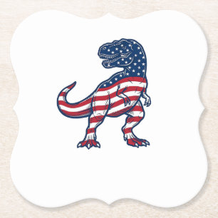 Posavasos De Papel Diseño de dinosaurio bandera americana T-Rex patri