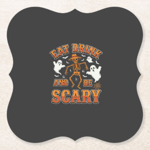 Posavasos De Papel diseño de fantasma aterrador come bebe Halloween_1
