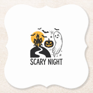 Posavasos De Papel Diseño de fantasma de casa embrujada de Halloween 