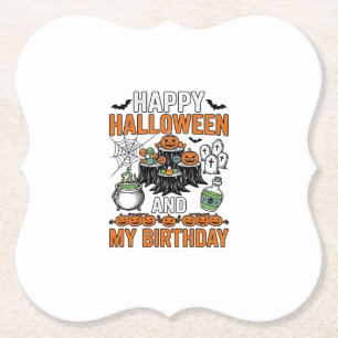 Posavasos De Papel Diseño de fiesta de calabaza vintage de cumpleaños