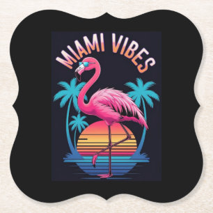 Posavasos De Papel Diseño de flamenco de verano de Miami Vibes-63454