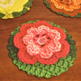 Posavasos De Papel Diseño de flores rosadas Crochet Print Fancy Reuti