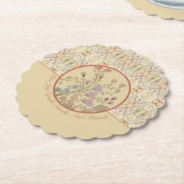 Posavasos De Papel Diseño De Flores Y Patrones (En perspectiva)