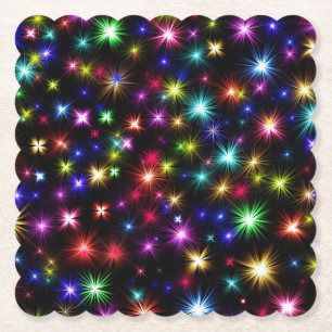 Posavasos De Papel Diseño de Fuegos Artificiales de Estrellas Colorid