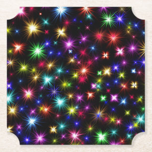 Posavasos De Papel Diseño de Fuegos Artificiales de Estrellas Colorid