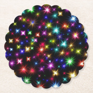 Posavasos De Papel Diseño de Fuegos Artificiales de Estrellas Colorid