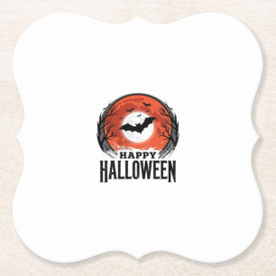 Posavasos De Papel Diseño de grabado de murciélago lunar de Halloween