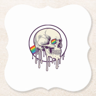 Posavasos De Papel Diseño de grabado vintage de calavera goteando arc