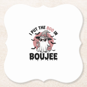 Posavasos De Papel Diseño de grabado vintage de fantasma Boujee Hallo