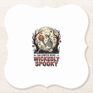 Posavasos De Papel Diseño de grabado vintage de Halloween de esquelet