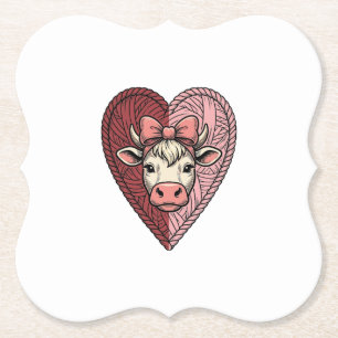 Posavasos De Papel Diseño de grabado vintage de hilo de corazón de va