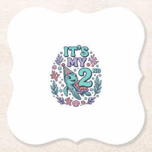 Posavasos De Papel Diseño de grabado vintage de tortuga marina para s