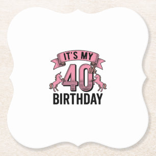 Posavasos De Papel Diseño de grabado vintage de unicornio para cumple