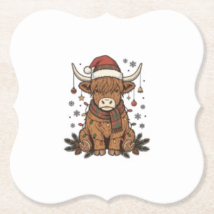 Posavasos De Papel Diseño de grabado vintage de vaca de las Highlands
