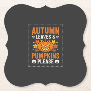 Posavasos De Papel Diseño de Halloween de calabaza de hojas de otoño