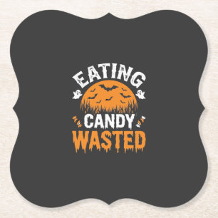 Posavasos De Papel Diseño de Halloween de comer dulces desperdiciados