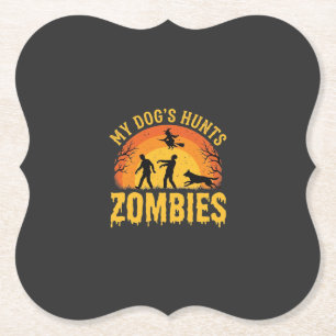 Posavasos De Papel Diseño de Halloween de perro caza zombies