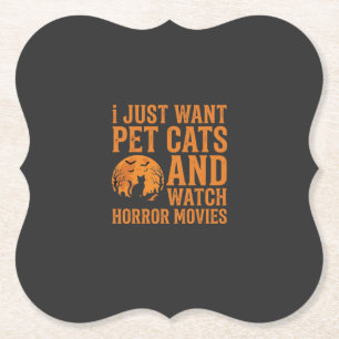 Posavasos De Papel Diseño de Halloween Películas de Terror Gatos Domé