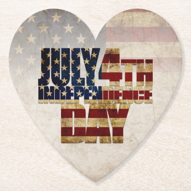 Posavasos De Papel Diseño de la bandera de época del 4 de julio, Día  (Anverso)