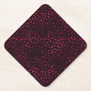 Posavasos De Papel Diseño de la serie de Leopardo de Borgoña y Oro 3