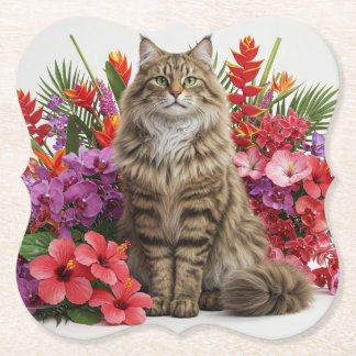Posavasos De Papel Diseño de las maestras del soporte floral del gato