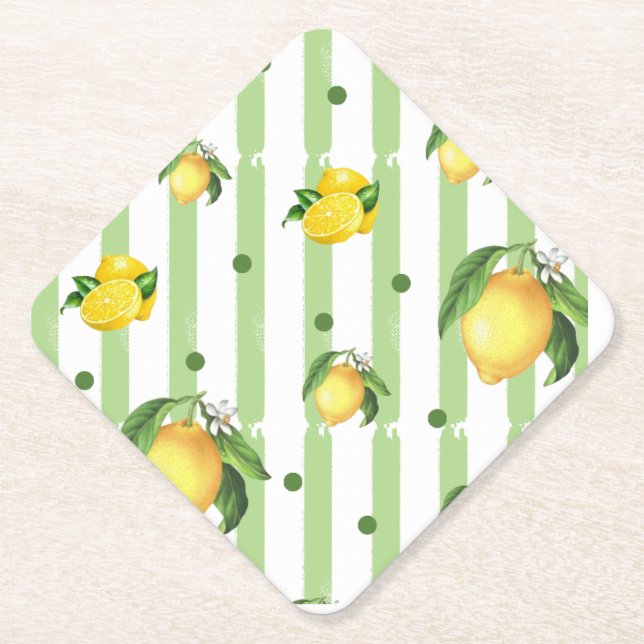 Posavasos De Papel Diseño de limón de costura (Anverso)