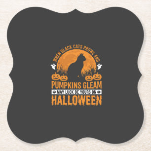 Posavasos De Papel Diseño de Luna de Calabaza de Gato Negro de Hallow