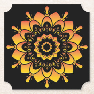 Posavasos De Papel Diseño de Mandala Único Dorado-95748