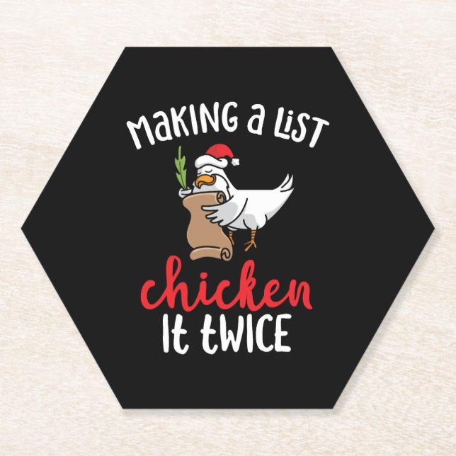 Posavasos De Papel Diseño de Navidades de pollo divertidos (Anverso)