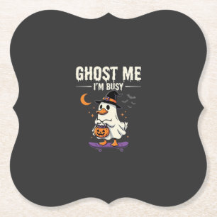 Posavasos De Papel Diseño de patineta de pato fantasma de Halloween_1