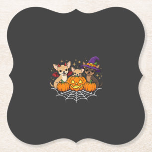 Posavasos De Papel Diseño de perro bruja calabaza Halloween Chihuahua