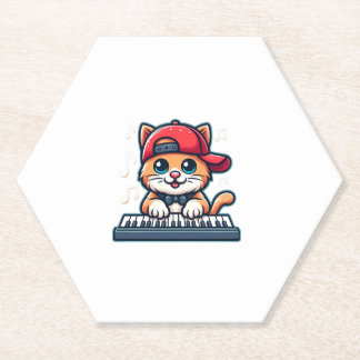 Posavasos De Papel Diseño de piano para jugar al gato para los amante
