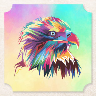 Posavasos De Papel Diseño de Prismático Geométrico de Águila Calva-80